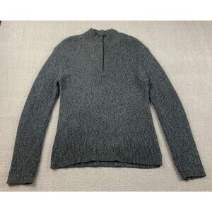 Converse Knit Sweater Women Small Gray Quarter Half Zip Long Sleeve One Star Rib